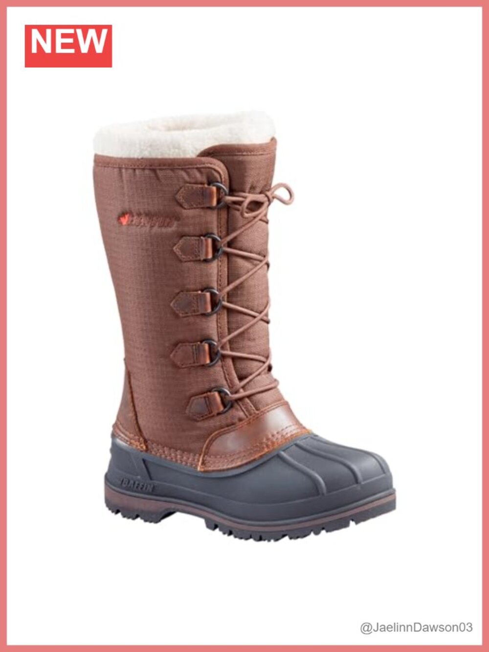 Leather & Nylon Lace-Up Insulated Snow Boots for Women, Mid-Calf Winter Boots